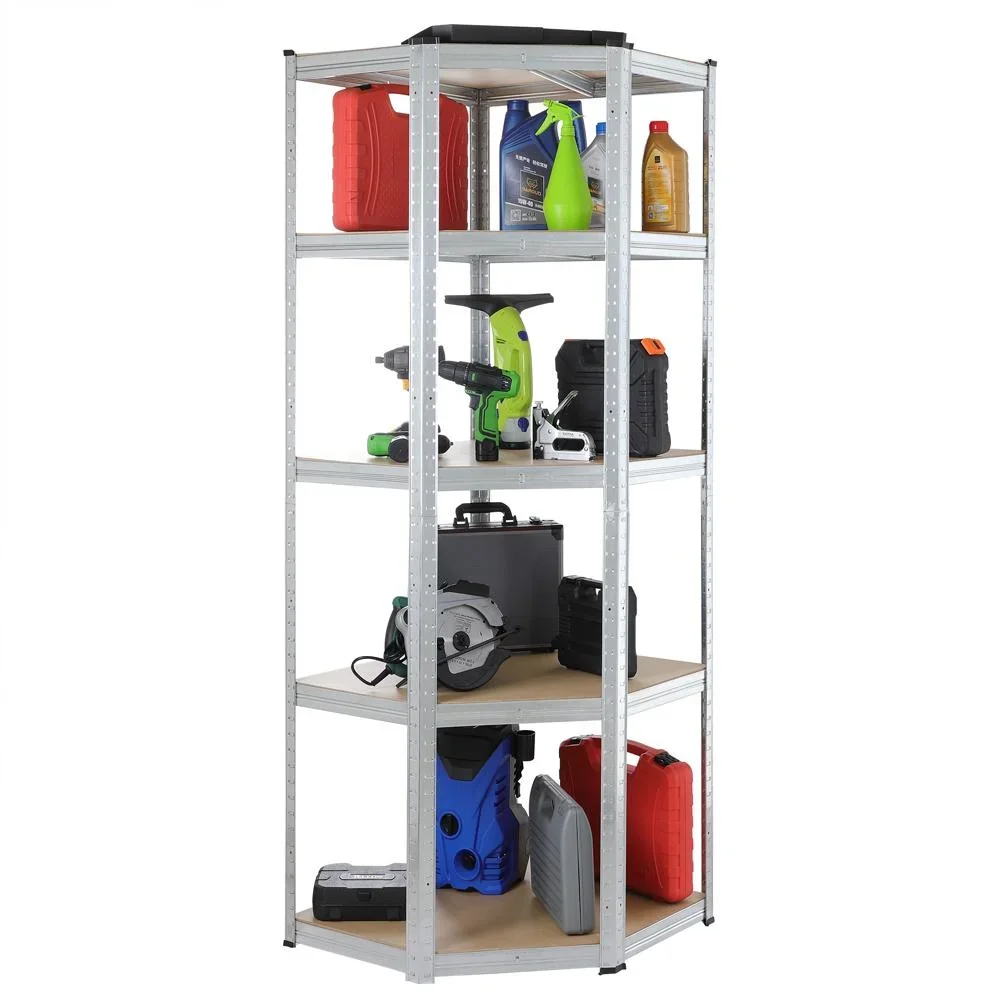 Deuba Metall-Lagerregal/Eckregal mit 5 Fachböden - 875kg Kapazität - (HxBxT) 180x70x40 cm - 175kg pro Fachboden - 3