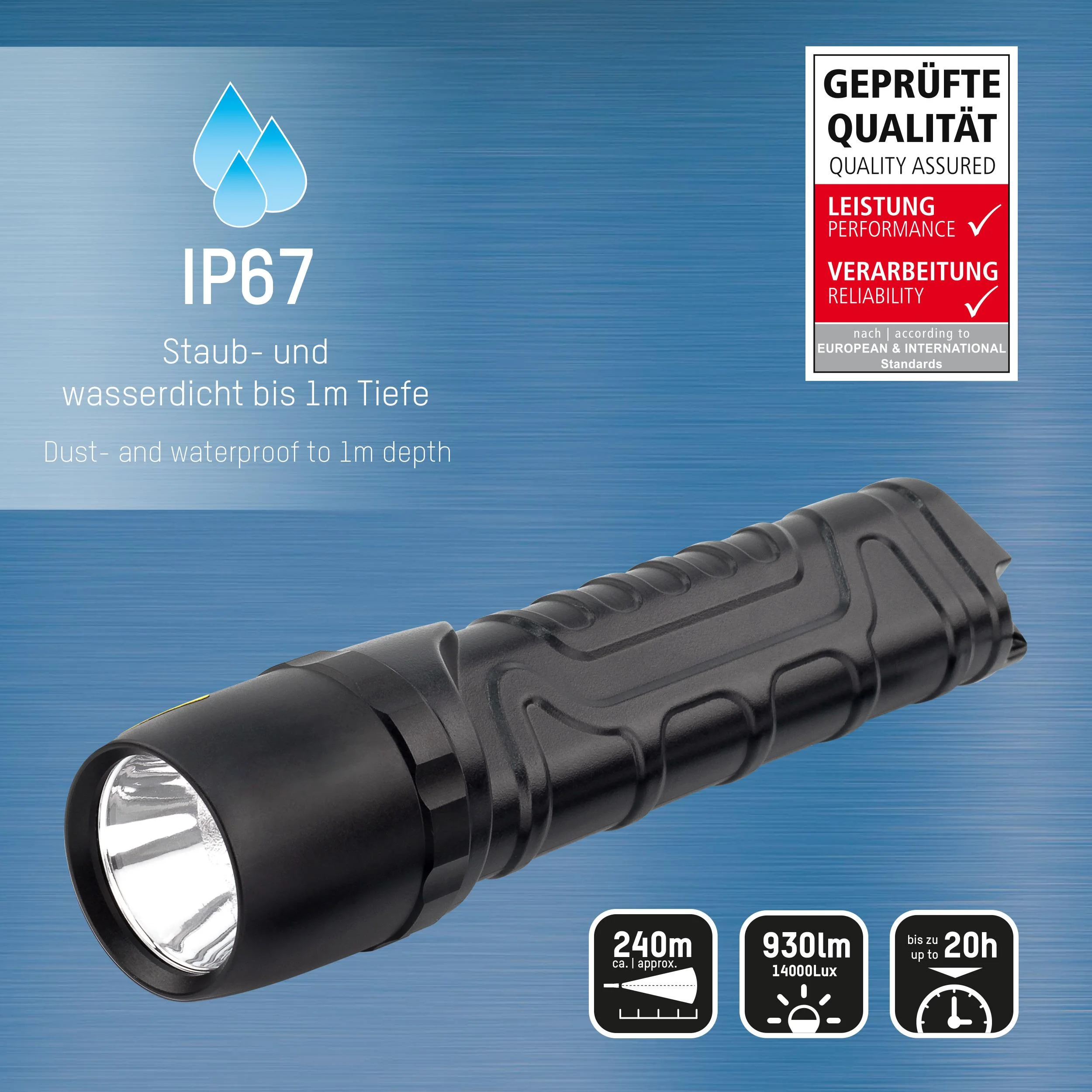 LED Taschenlampe mit 10 Watt und 930 Lumen IP54 - 3