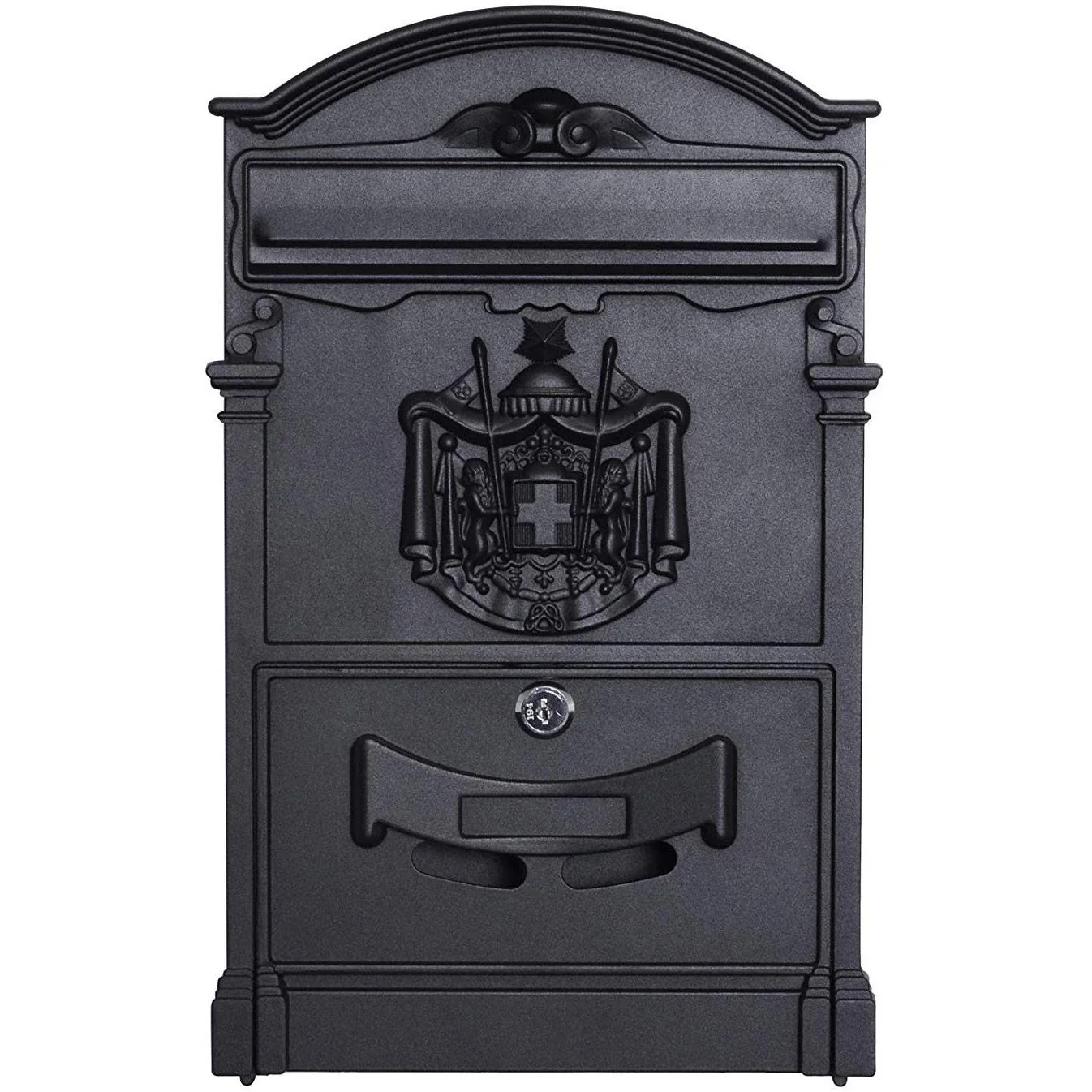 Postkasten Briefkasten abschließbar mit Schutzklappe inkl. 2 Schlüssel Aluminium Schwarz 25,5 x 8,5 x 41 cm - 4