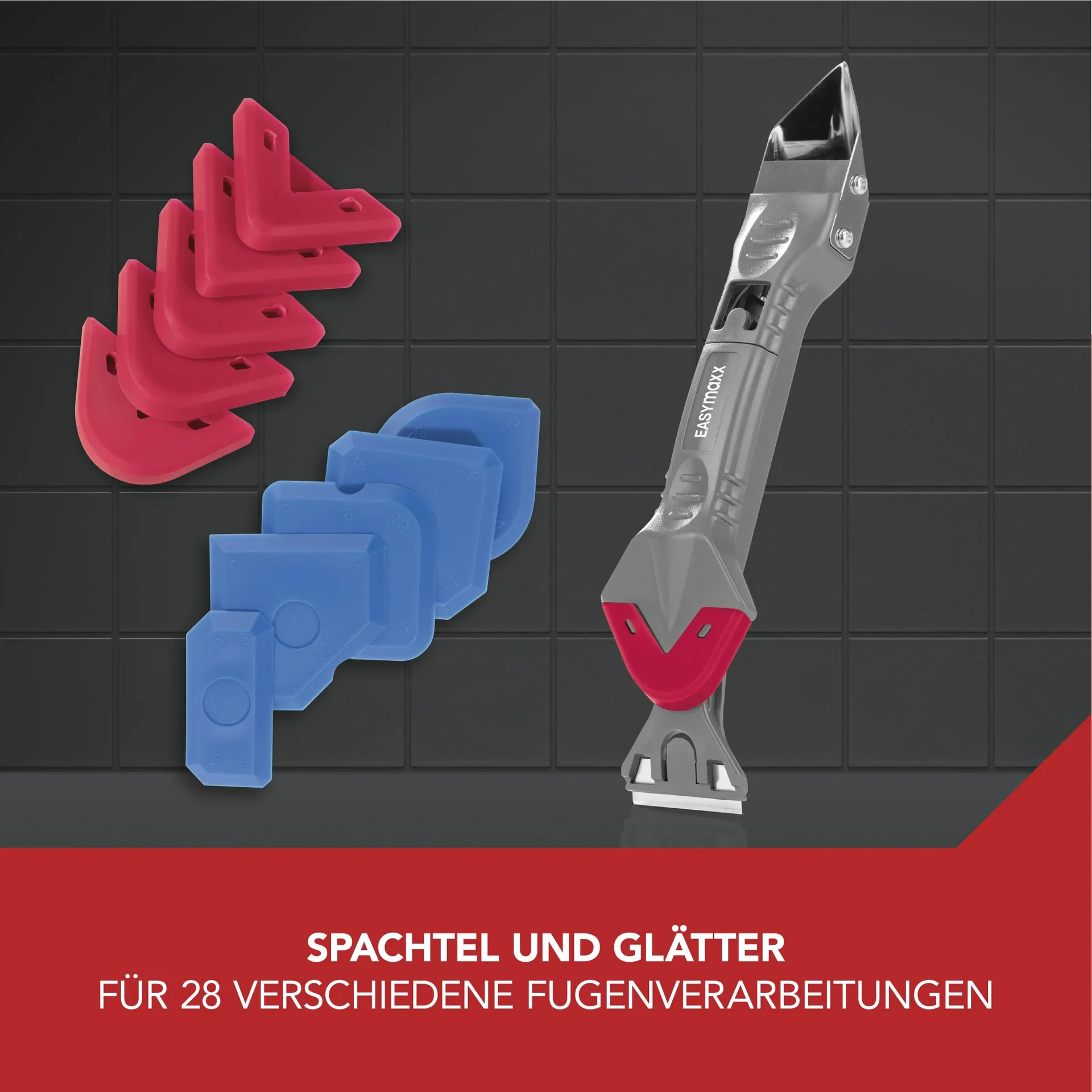 Silikonentferner 5 in 1, 20 cm grau/rot - 0