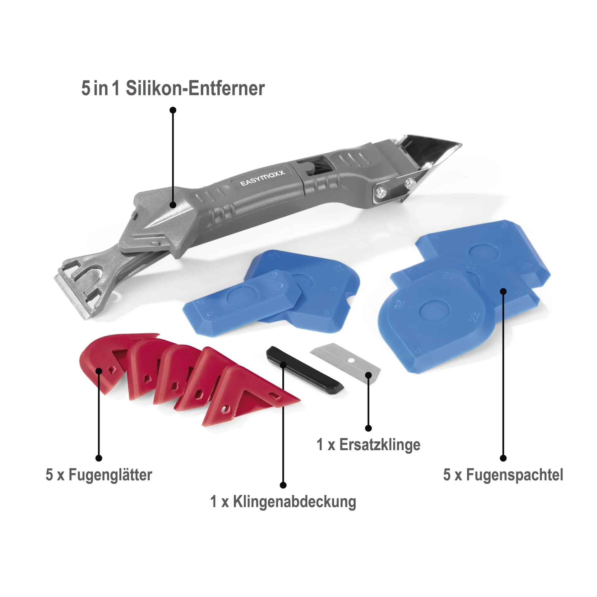 Silikonentferner 5 in 1, 20 cm grau/rot - 5