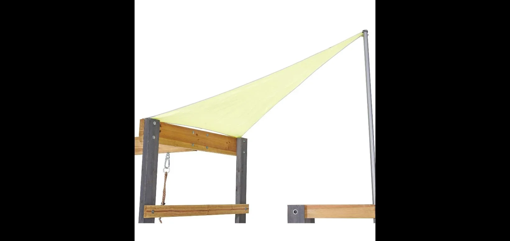 Holz Spielgerüst Barbary, Outdoor-Klettergerüst für Kinder, Doppelschaukel, Rutsche, Leiter, Sandkasten, anthrazit - 4