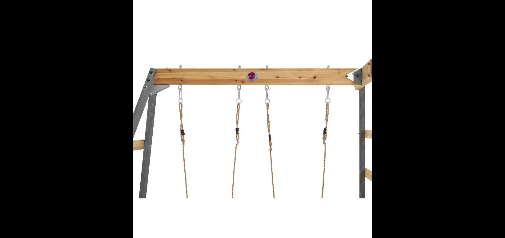 Holz Spielgerüst Barbary, Outdoor-Klettergerüst für Kinder, Doppelschaukel, Rutsche, Leiter, Sandkasten, anthrazit - 6