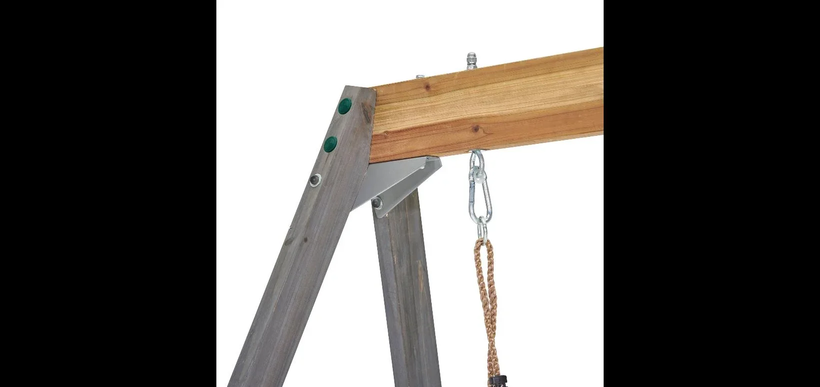 Holz Spielgerüst Barbary, Outdoor-Klettergerüst für Kinder, Doppelschaukel, Rutsche, Leiter, Sandkasten, anthrazit - 7