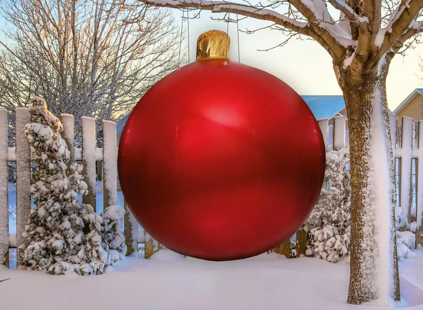 Aufblasbare Weihnachtskugel 80 cm mit 4 Edelstahl Ösen - 1