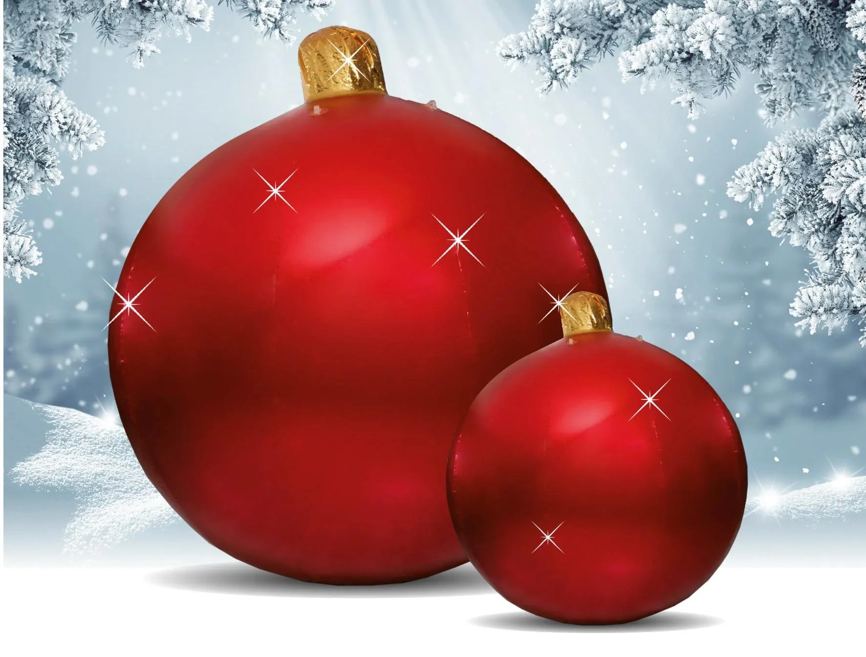 Aufblasbare Weihnachtskugel 80 cm mit 4 Edelstahl Ösen - 2