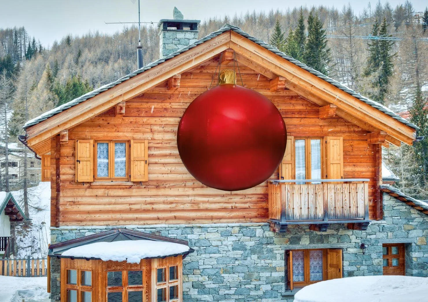 Aufblasbare Weihnachtskugel 80 cm mit 4 Edelstahl Ösen - 3