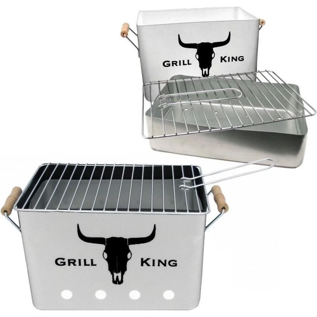 Grill King Holzkohlegrill Rectangle - Silber - 32x20x20 cm - 2