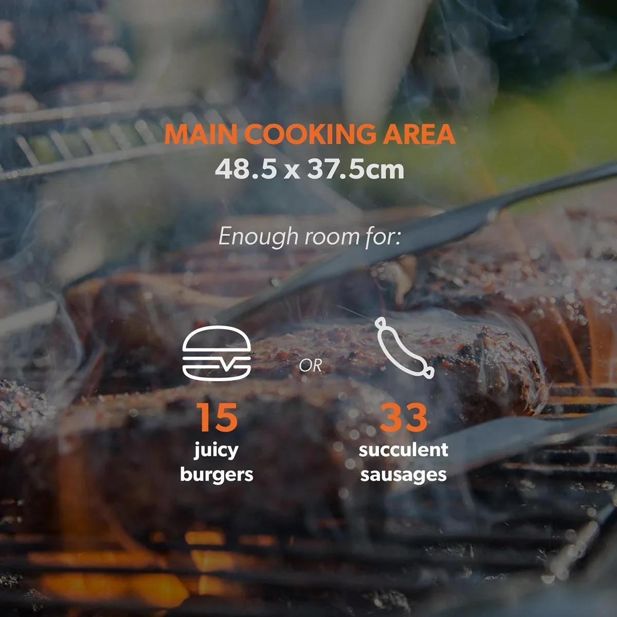 Vargan Gasgrill mit Piezo - 2 Brenner - Grillfläche 48,5 x 37,5 cm - Edelstahl - schwarz - 3