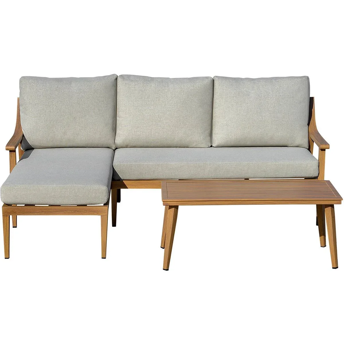 3-teiliges Gartenmöbel-Set mit Chaiselongue und Beistelltisch khaki - 4