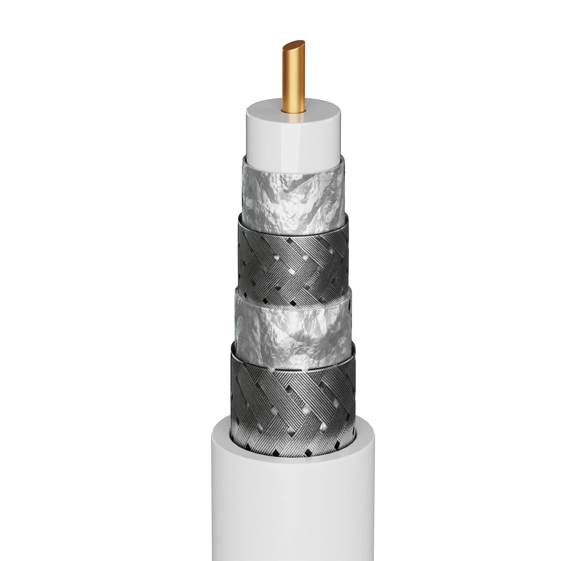 TV Antennenkabel 135 dB, 4x geschirmt, 1 m, Weiß - vergoldet, Koax-Buchse > Koax-Stecker (70313) - 2