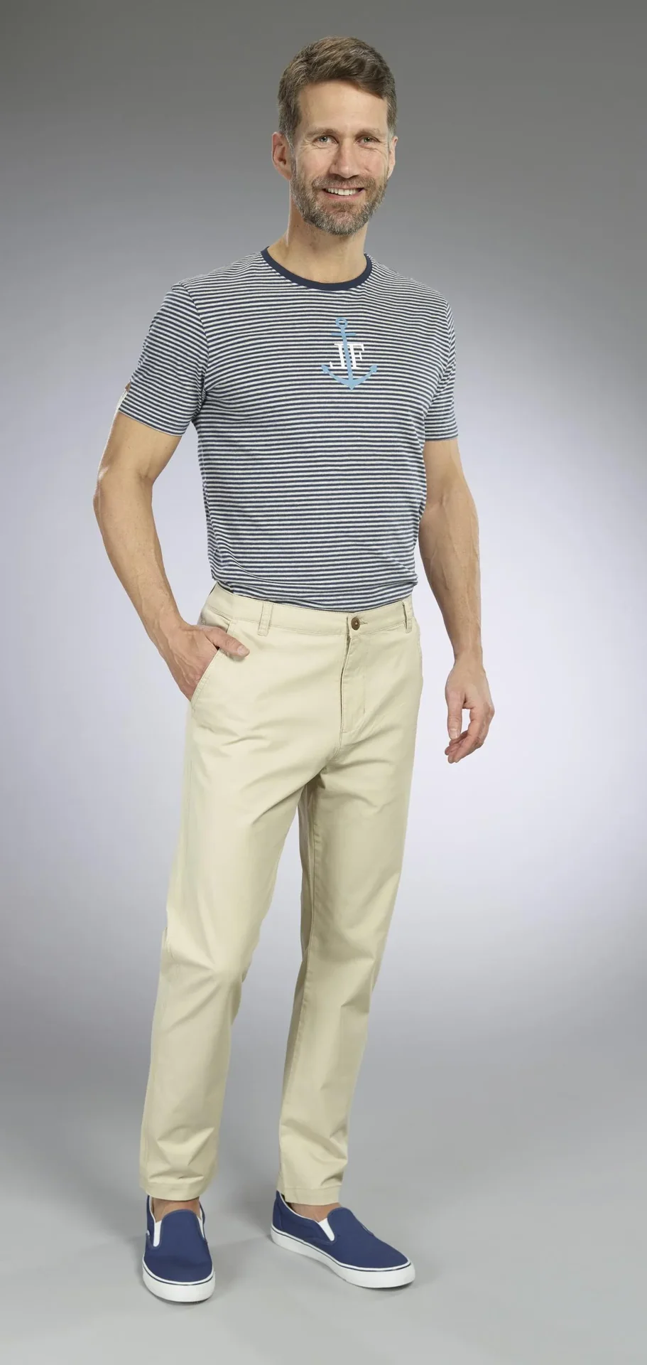 Hose mit Twill, Farbe beige, Gr.48 - 10