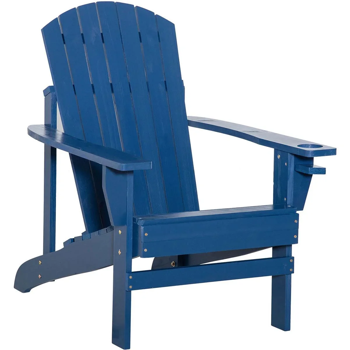 Gartenstuhl mit Becherhalter - Holz - Blau - 97 x 72,5 x 93 cm - 0