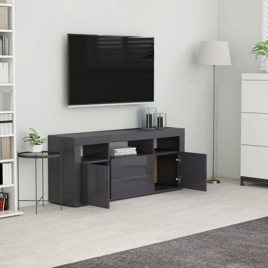 TV-Schrank 120x30x50 cm Spanplatte hochglänzend grau - 1