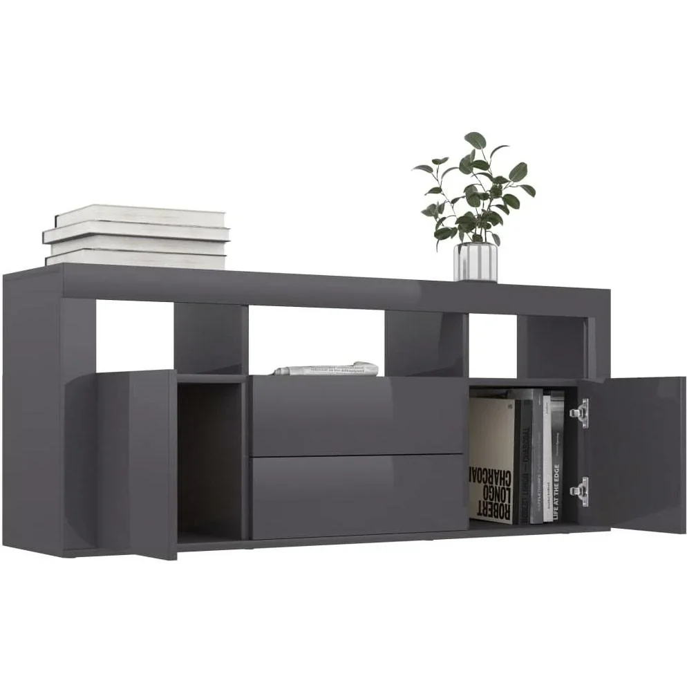 TV-Schrank 120x30x50 cm Spanplatte hochglänzend grau - 3