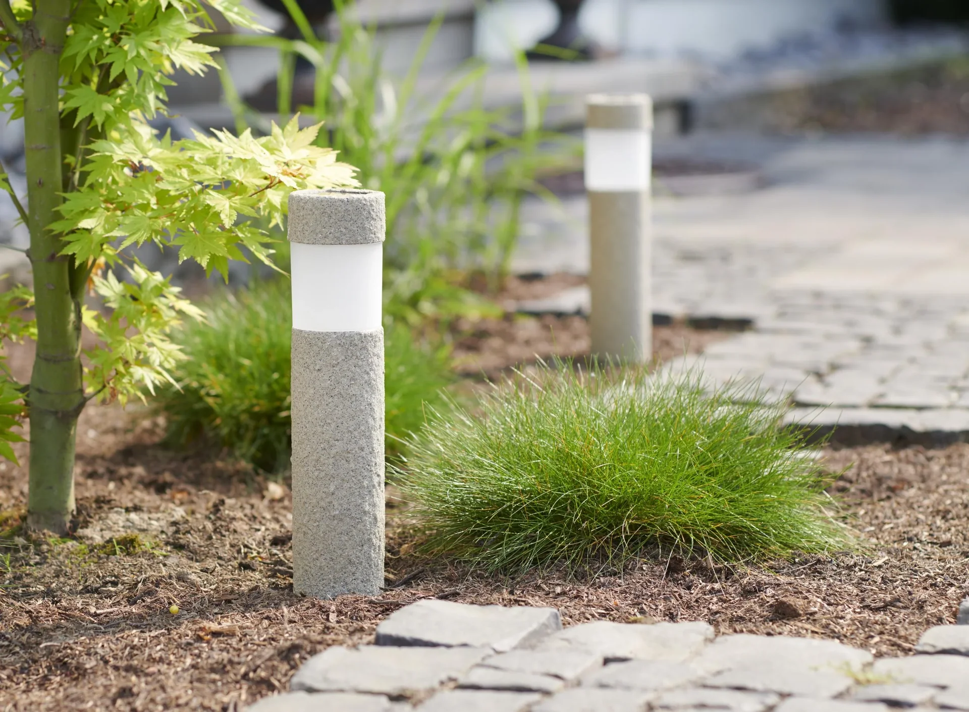 2er Set Solar Pollerleuchten in Steinoptik - 3