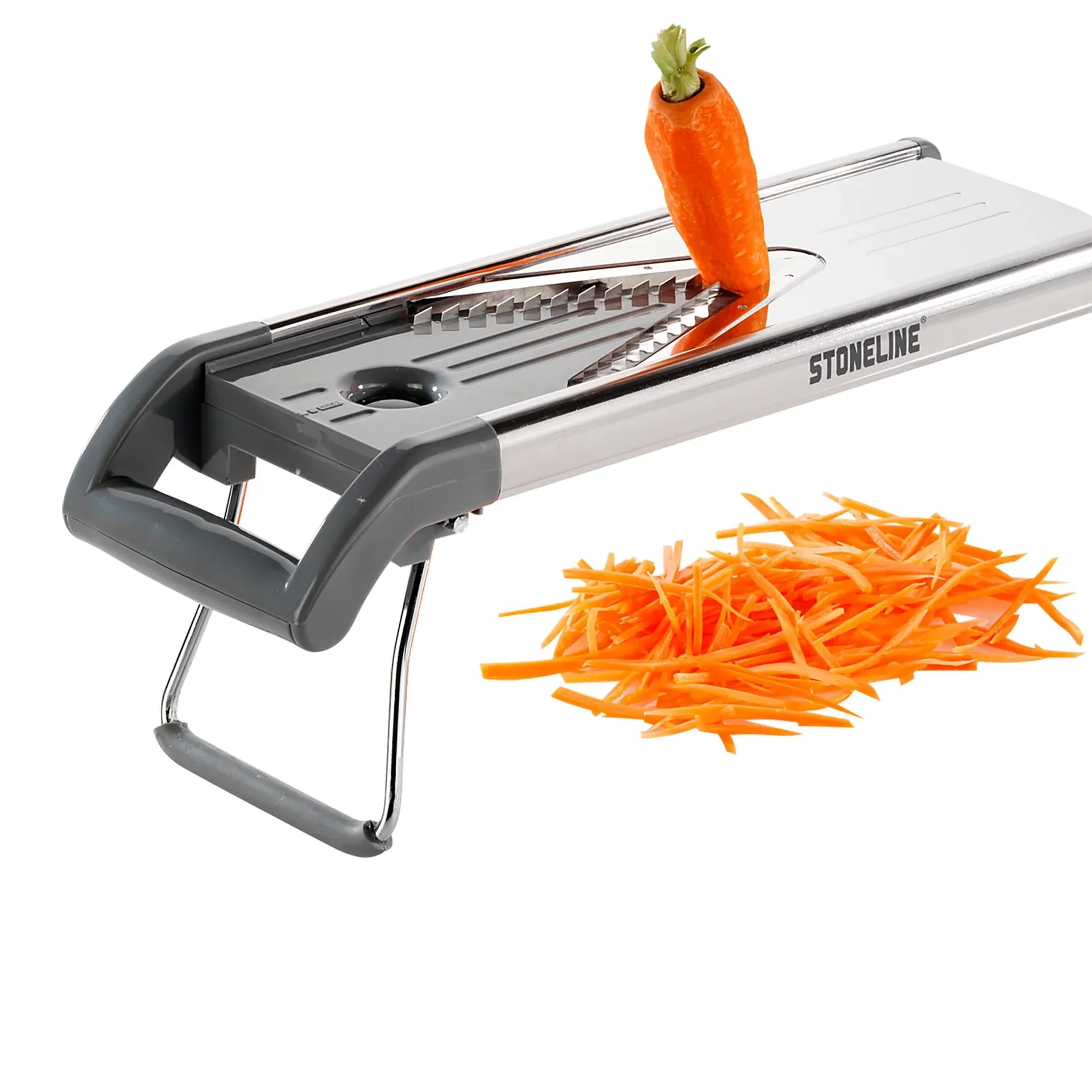 V-Hobel - Gemüsehobel mit Edelstahlklinge in V-Form, 5 Schneideinsätze, 9-teilig - 1