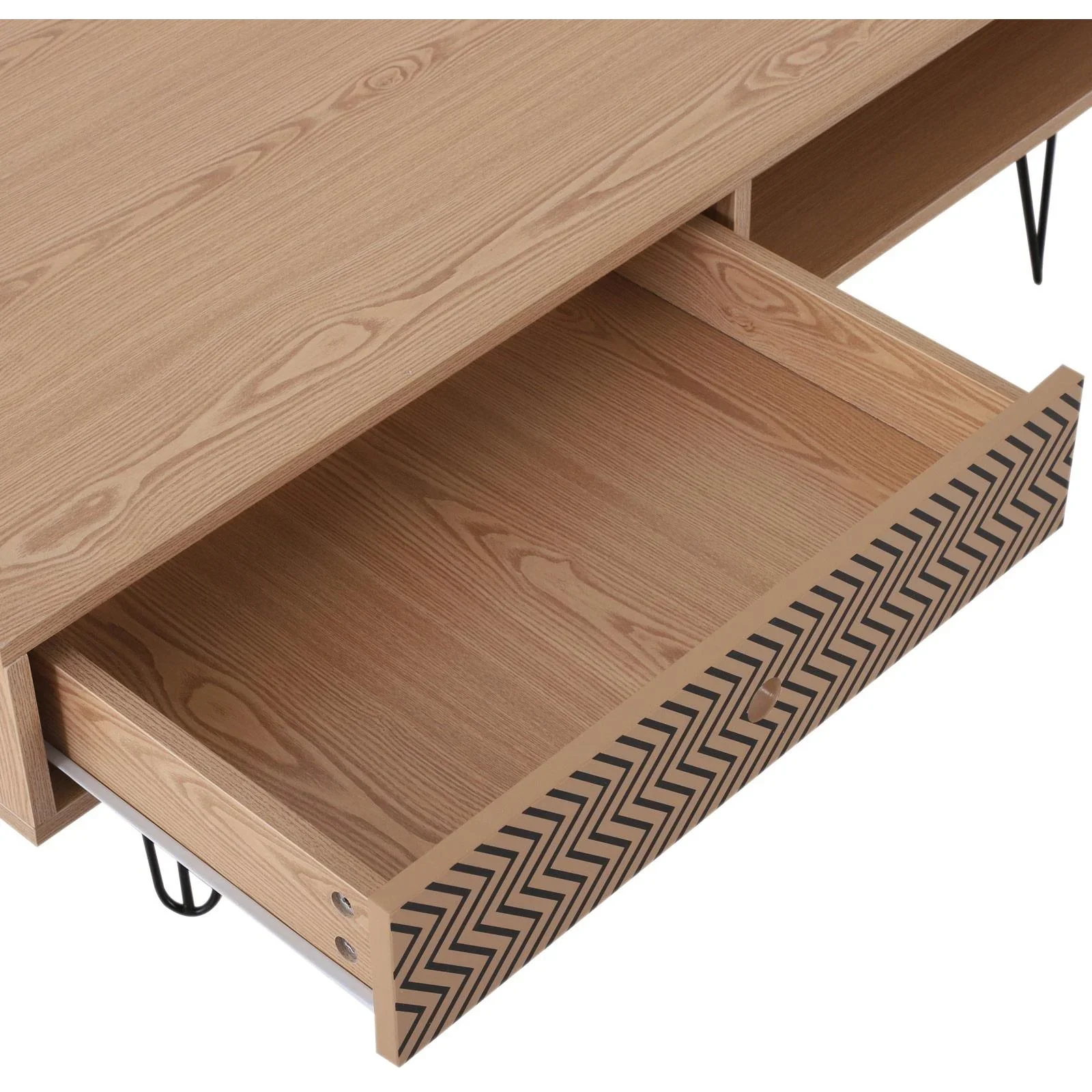 Couchtisch Beistelltisch Sofatisch Fernsehtisch Kaffeetisch mit Schublade Holz Eiche 110 x 55 x 35,5 cm - 5