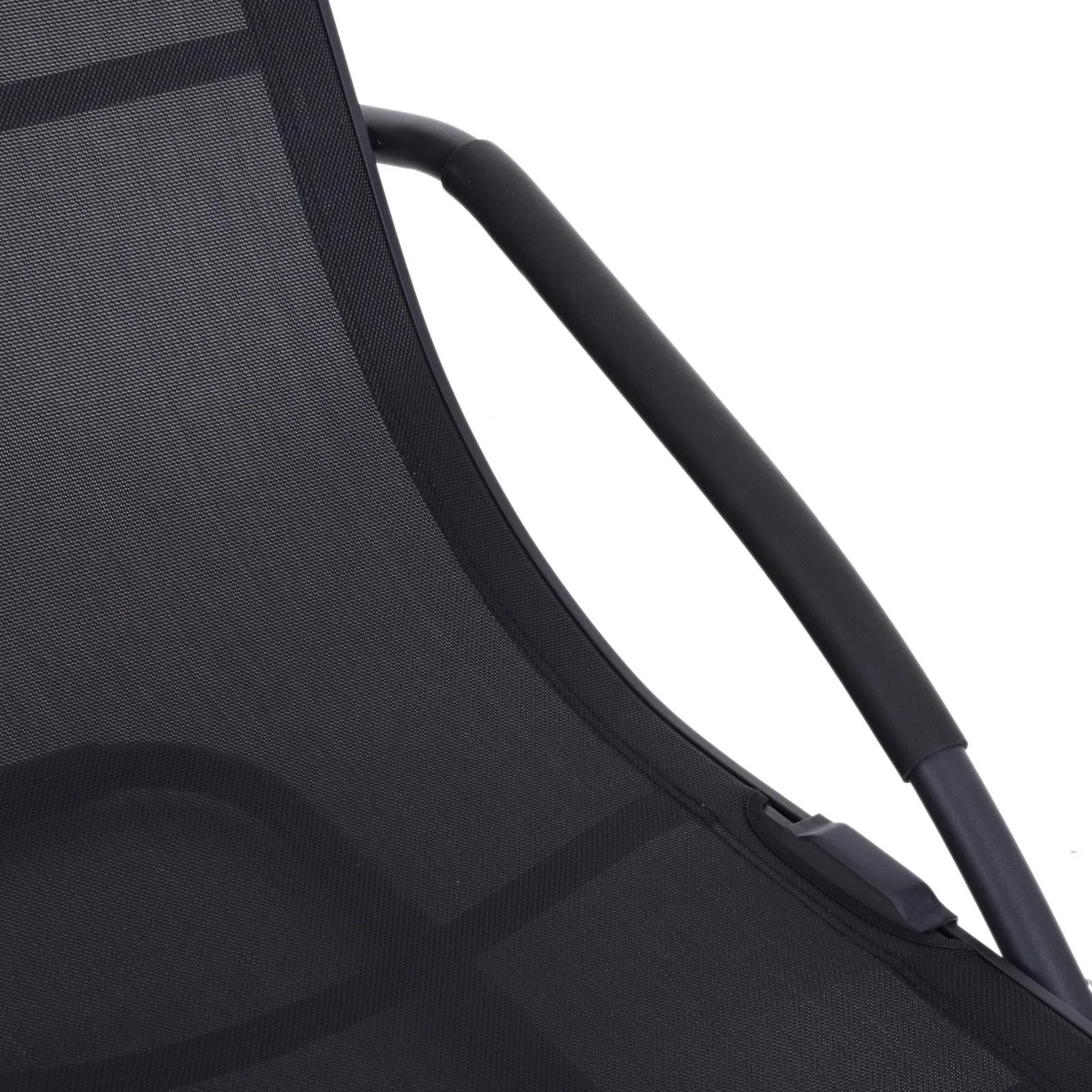 Gartenliege Sonnenliege Stoffliege mit Kissen Relaxliege ergonomisch wetterbeständig Aluminium Schwarz 150 x 63 x 89 cm - 5