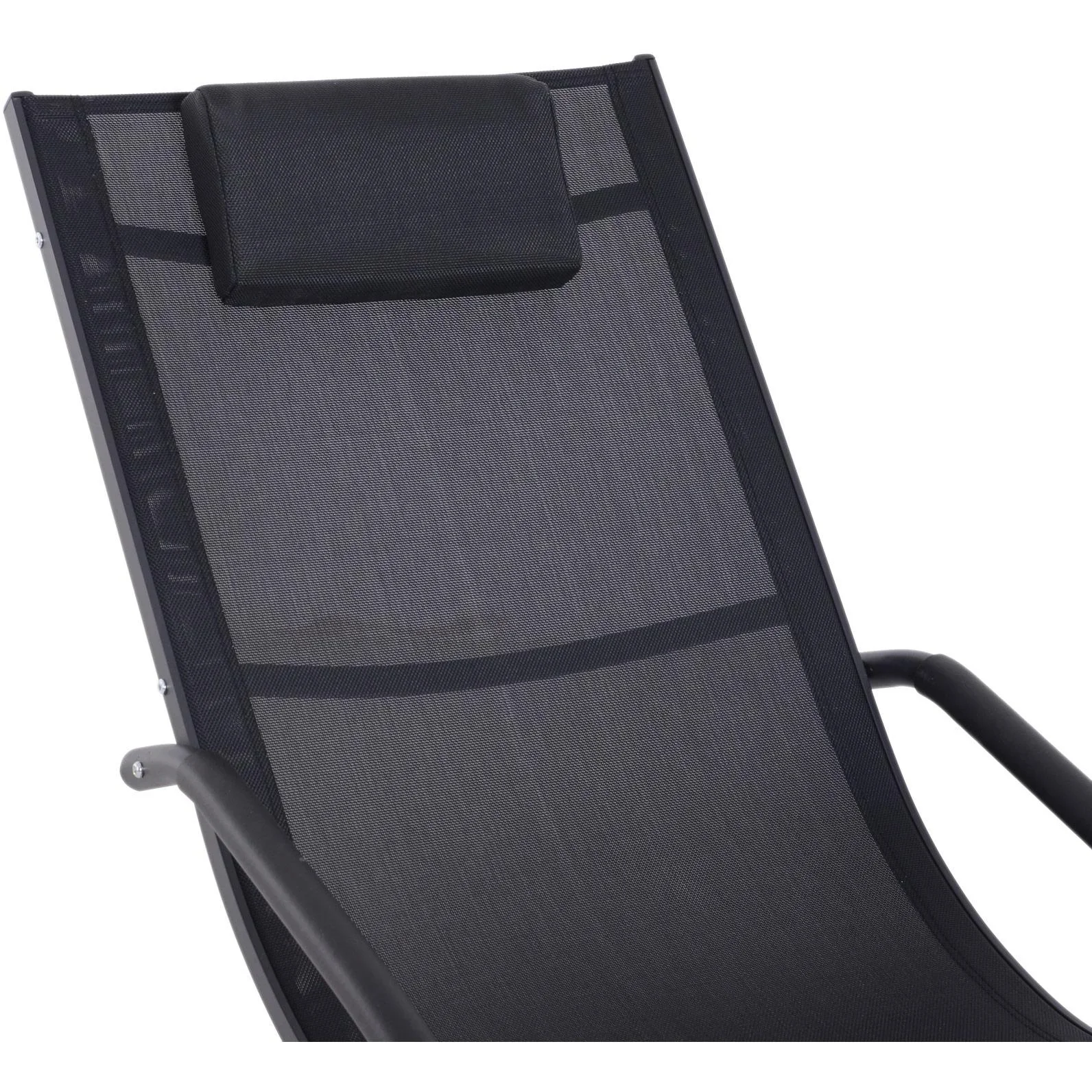 Gartenliege Sonnenliege Stoffliege mit Kissen Relaxliege ergonomisch wetterbeständig Aluminium Schwarz 150 x 63 x 89 cm - 6