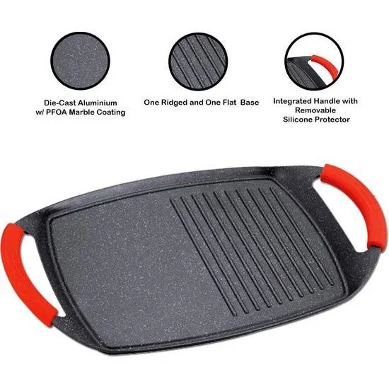 Marmorbeschichtung Griddle-Platte mit Rippen - 47 cm - 0