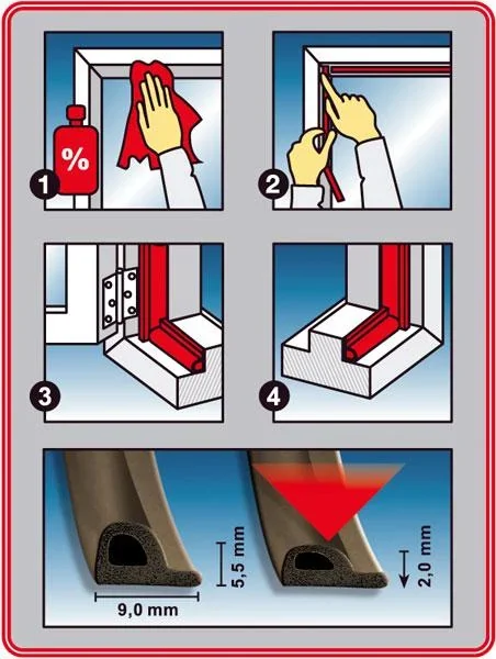 Tür-/ Fensterdichtung, E Profil - 0