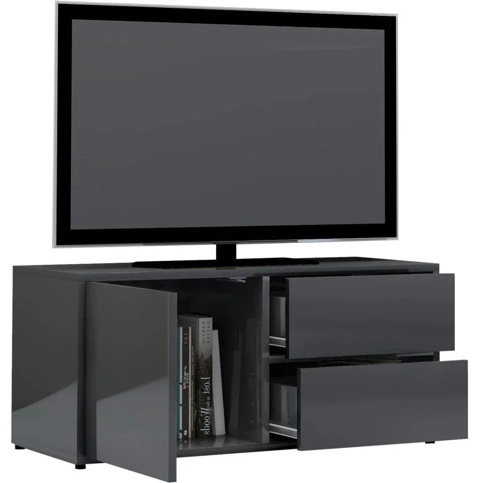 TV-Schrank 80x34x36 cm Spanplatte hochglänzend grau - 1