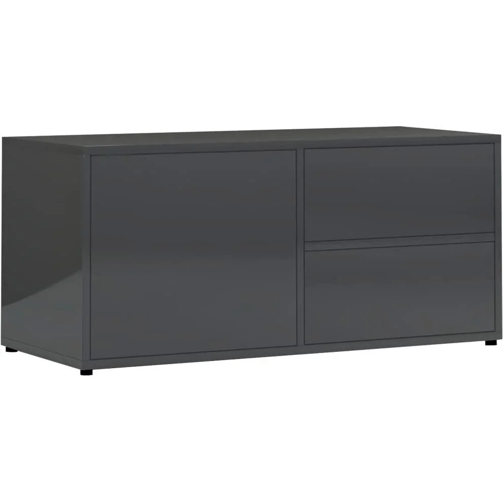 TV-Schrank 80x34x36 cm Spanplatte hochglänzend grau - 4