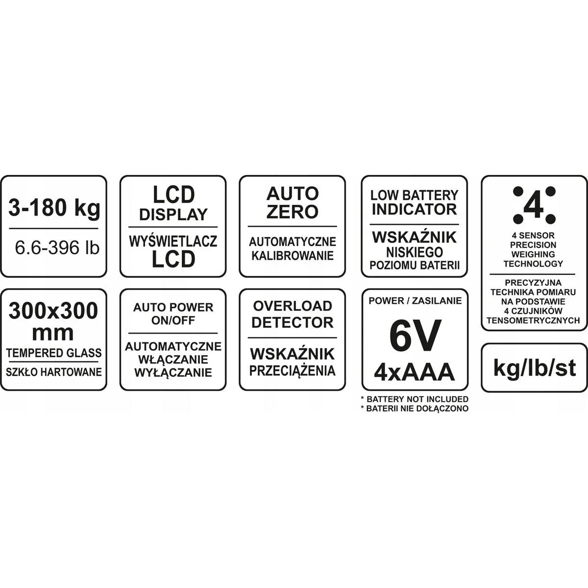 FALA Elektrische Waage mit bluetooth - Körperanalyse - 30X30cm - 0