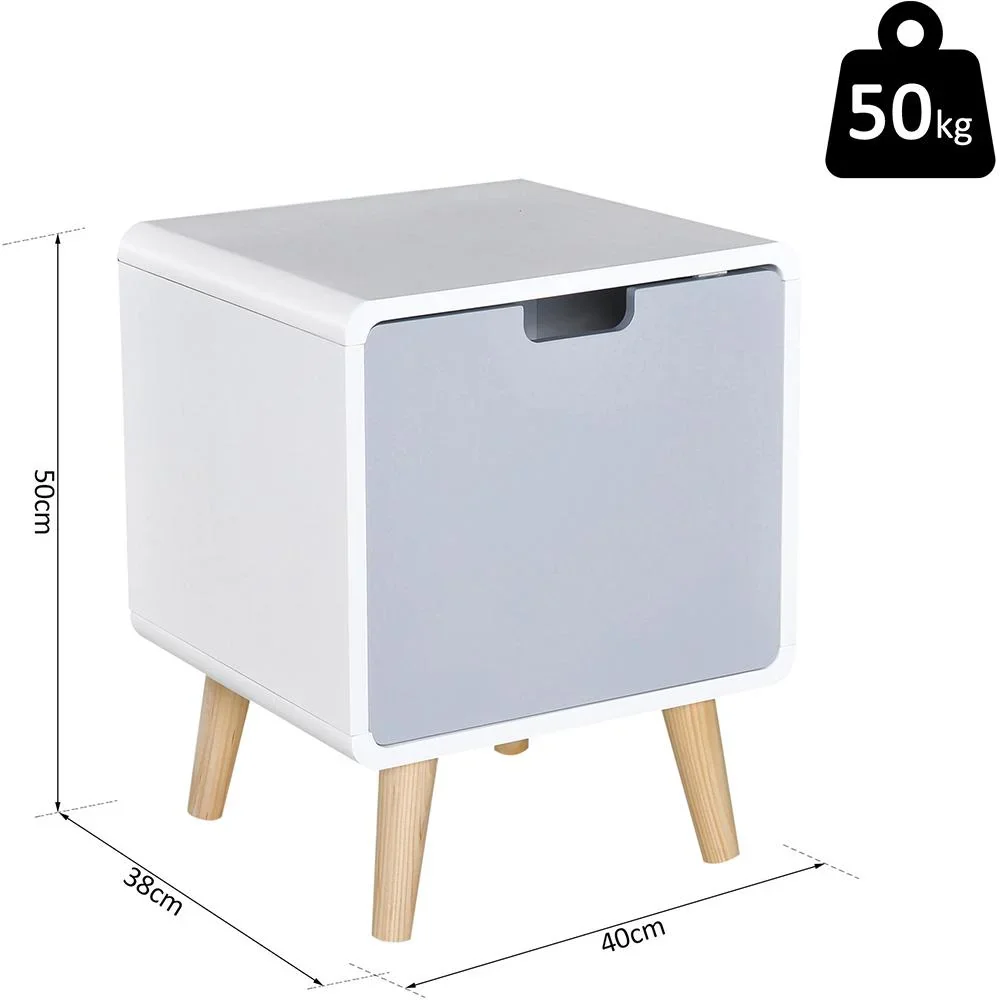 Nachttisch Nachtkommode Hochglanz Schlafzimmer MDF weiß L40 x B38 x H50cm - 5