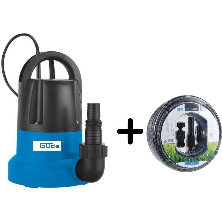 Flachsaugpumpe GFS401S 400W + Gartenschlauch 20m und Düsensatz