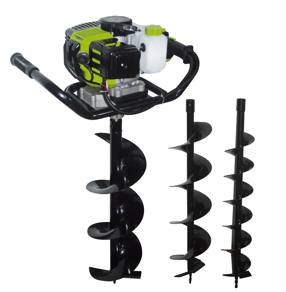 Erdlochbohrer "ZI-ELB70", mit 3 Bohrern, Grün/ Schwarz