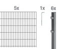 Doppelstabmattenzaun Komplettset, anthrazit, Höhe 120 cm, Länge 10 m