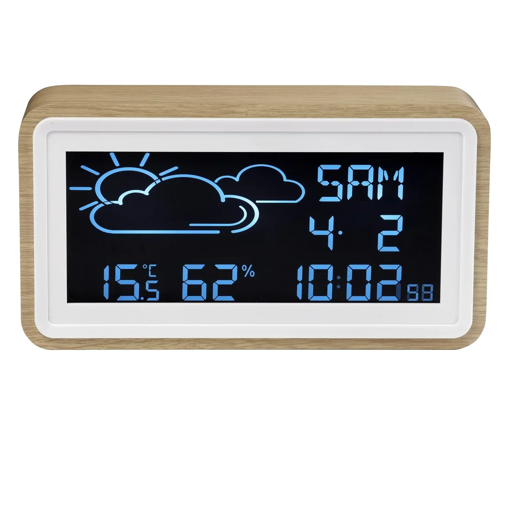 Wetterstation mit Funkuhr, Wecker und 2 USB Ladebuchsen