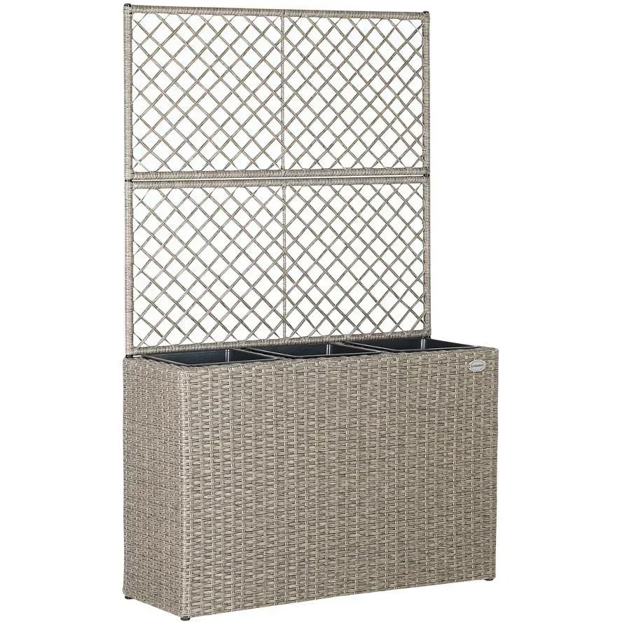 Polyrattan-Pflanzgefäß mit Spalier Creme