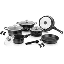 Herenthal 14-teiliges Kochgeschirr-Set - Marmorbeschichtung - Schwarz