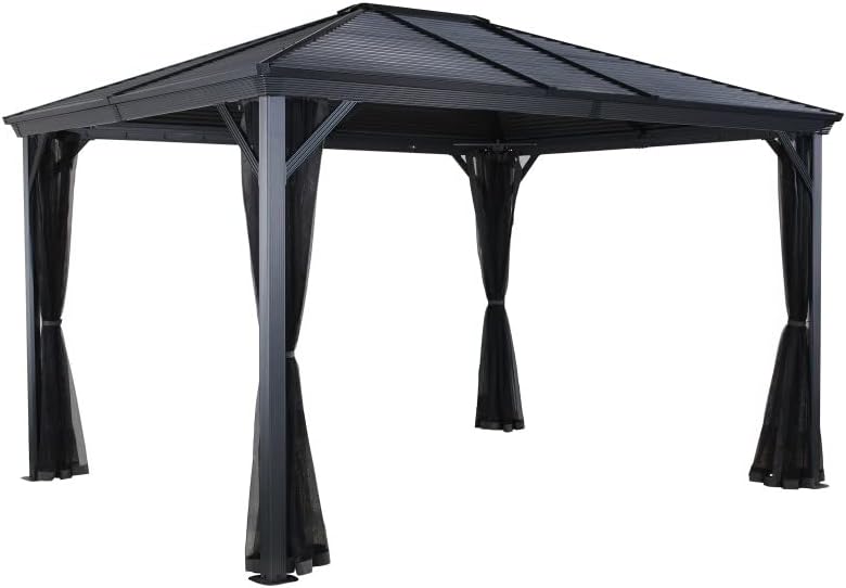 Sojag Pavillon Ventura 1010 295,5×295,5×260,5 cm Basaltgrau – Alu-Pavillon mit Stahldach