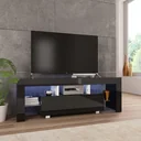 TV-Schrank mit LED-Lampe 130x35x45 cm Hochglanz schwarz