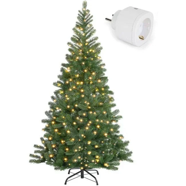 Weihnachtsbaum - 140cm inkl. Weihnachtsbaumbeleuchtung MIT Perel Smart Home Wifi Plug für den Innenbereich