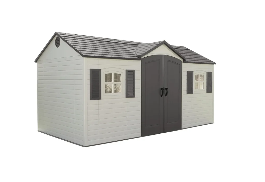 Kunststoff Gerätehaus Garten-Villa lichtgrau, 457x244x244 cm