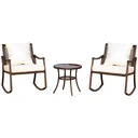 Gartengarnitur Schaukelstuhl Set 7 tlg, Rattan Braun