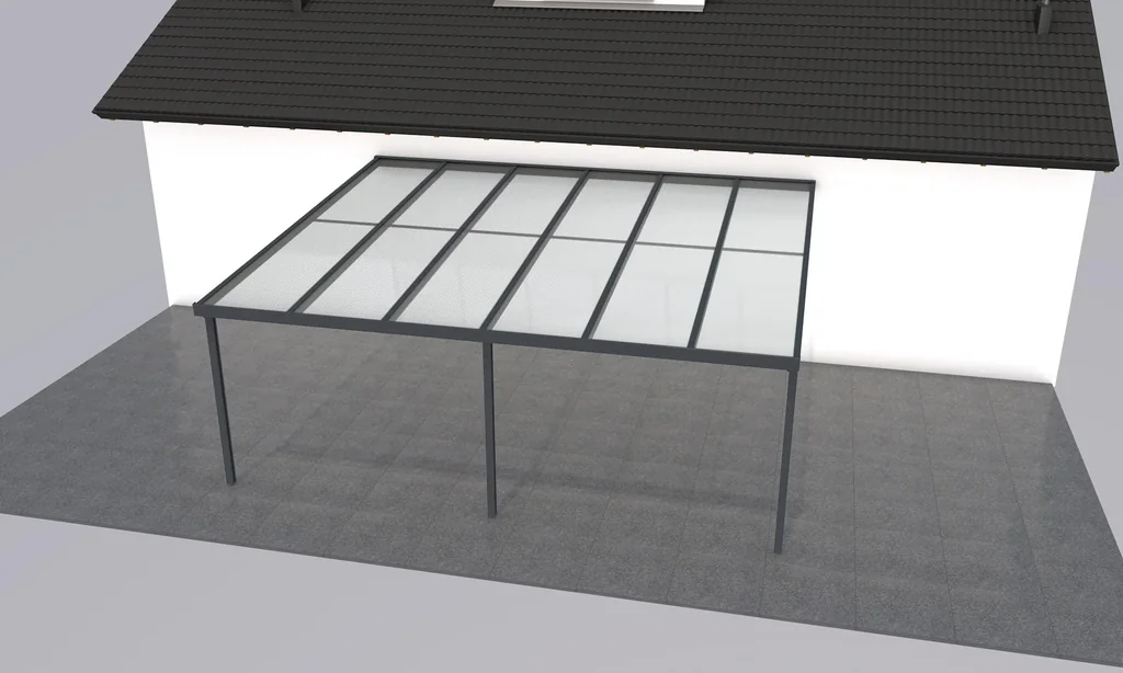 Terrassendach Premium, anthrazit, 6110 x 5060 mm - Acryl Stegplatten 16mm, bronze