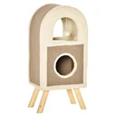 Kratzbaum Katzenhöhle mit kratzbrett Spielbällen katzenbett Kratzmatte mehrstöckig Spanplatte Plüsch Sisal Kaffee 40 x 3