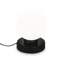 PULU Tischleuchte, Metallsockel schwarz, Opal Glas, Kabelschalter, E14 Fassung