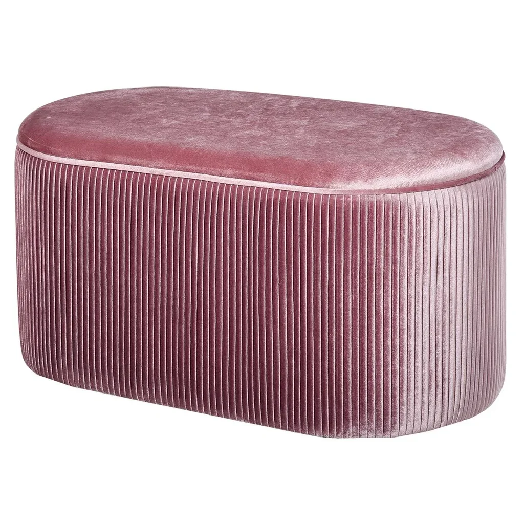 Sitzbank Polsterbank mit Stauraum Truhenbank für Wohnzimmer französische Stil Samt elegant Rosa 81 x 40 x 41 cm