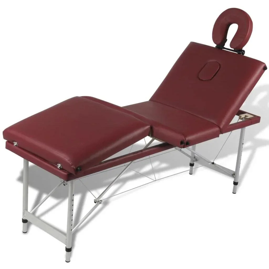 Zusammenklappbare Massageliege mit Aluminiumrahmen (vierteilig / rot)