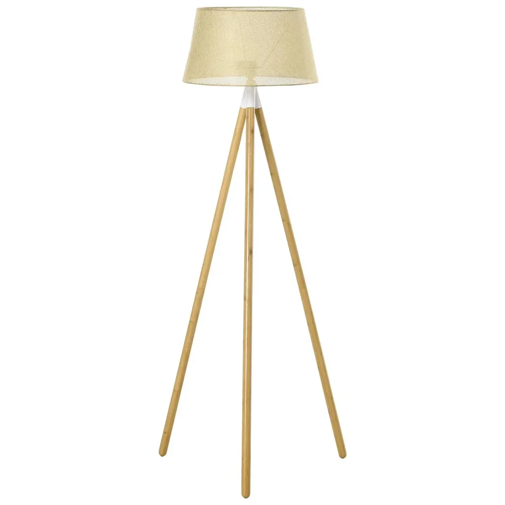 Stehlampe Stehleuchte Standleuchte mit Bambus Holz-Stativ modern künstlerisch für das Wohnzimmer Schlafzimmer PVC ABS 67