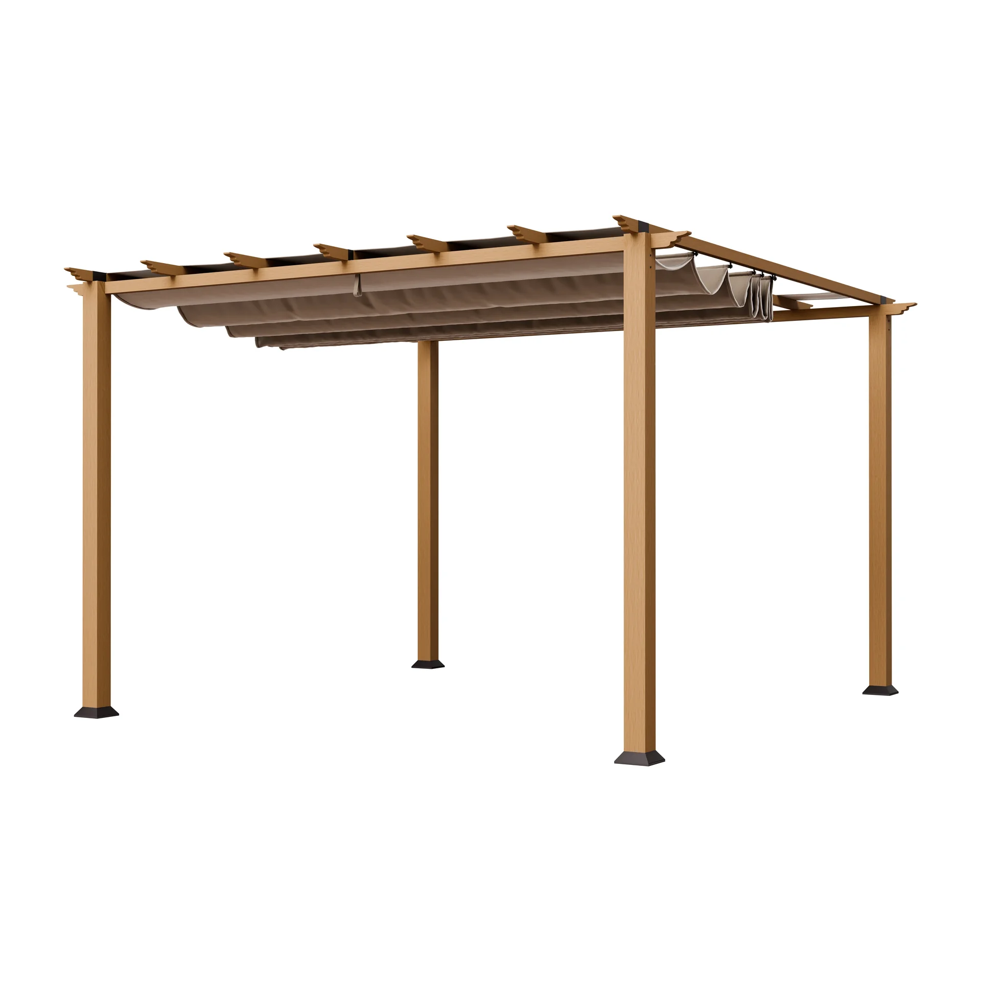 Paragon Outdoor Pergola Florida 350×350×235 cm Aluminium Holzoptik – inkl. verstellbarem Sonnensegel
