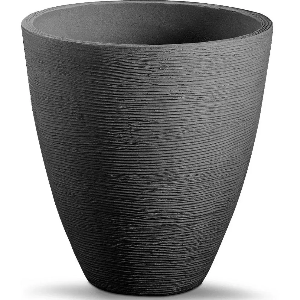 Blumentopf anthrazit Ø40cm mit Rillenstruktur