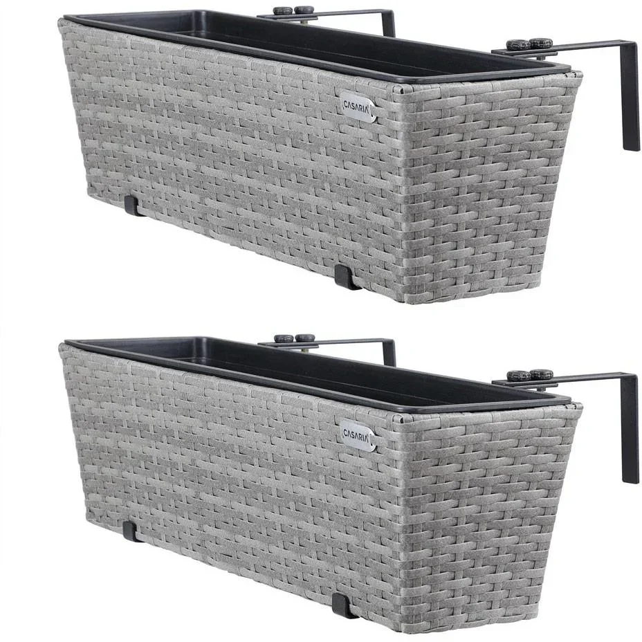 Polyrattan-Pflanzgefäß - 2er-Set - grau